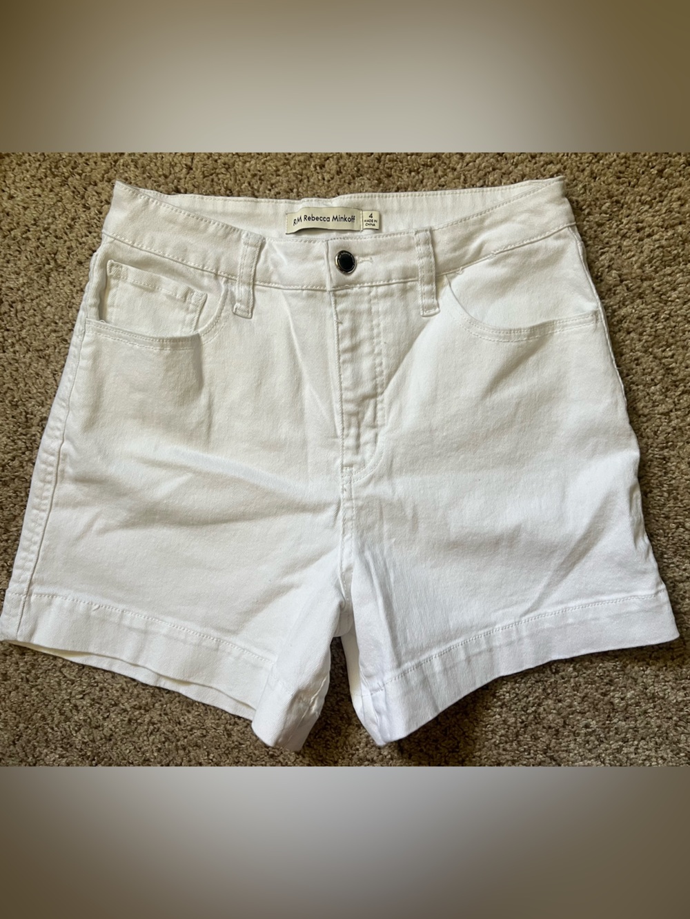Rebecca‎ Minkoff White High-Rise Denim Shorts